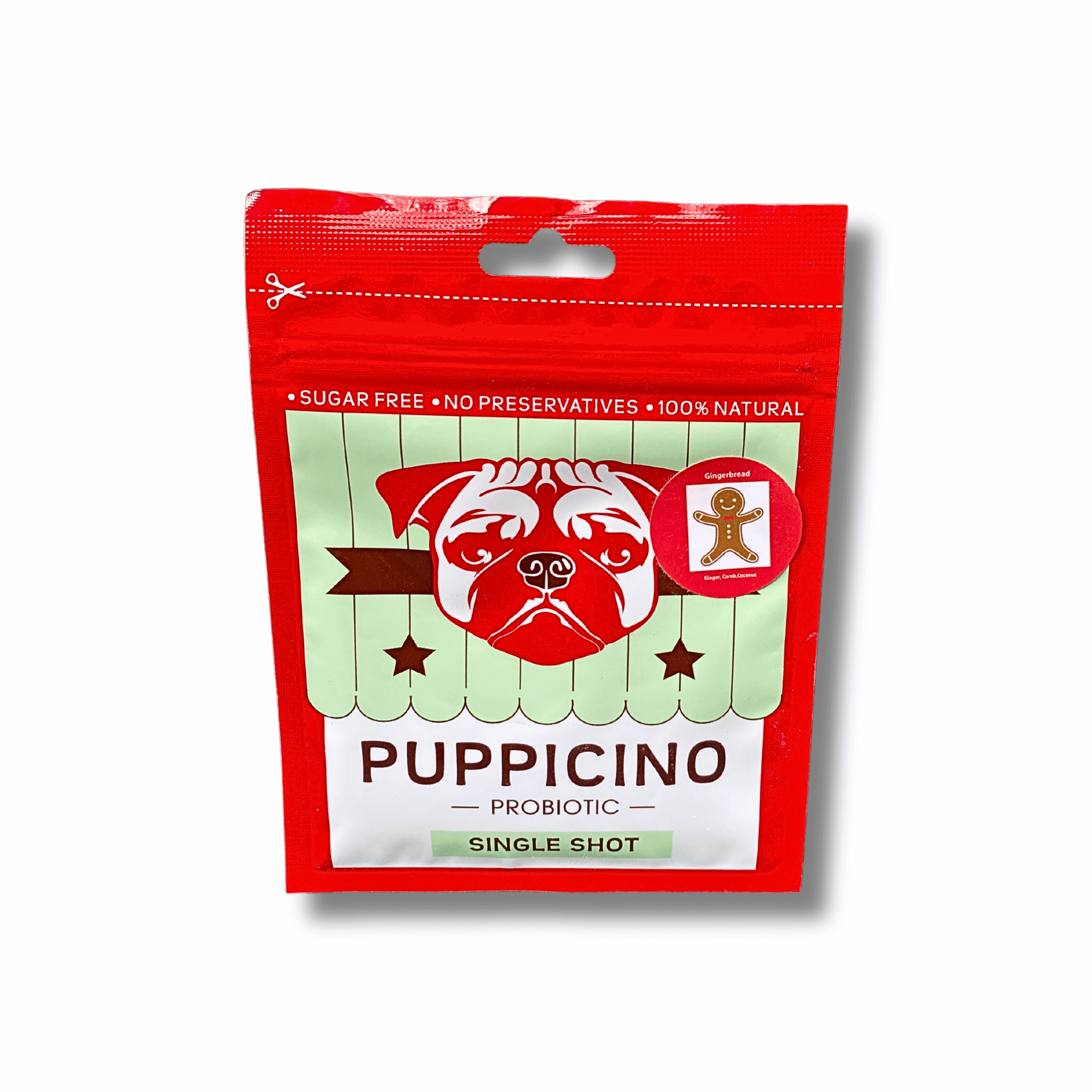 Gingerbread puppicino healthy drink, let's pawty