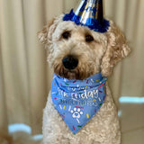 It's my birthday mother puppets, reversible dog bandana, tie up let's pawty