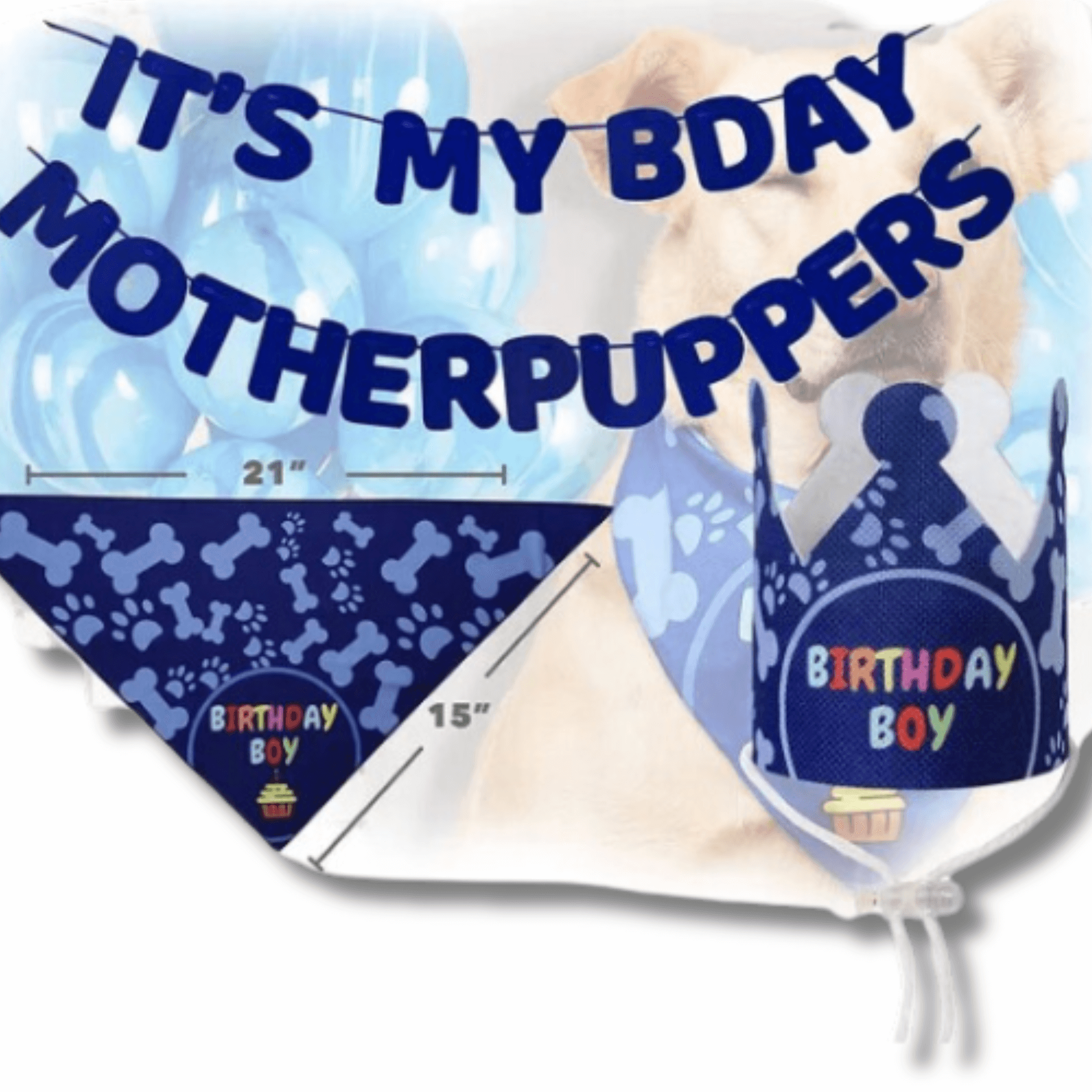 it's my birthday motherpuppers dog party banner set