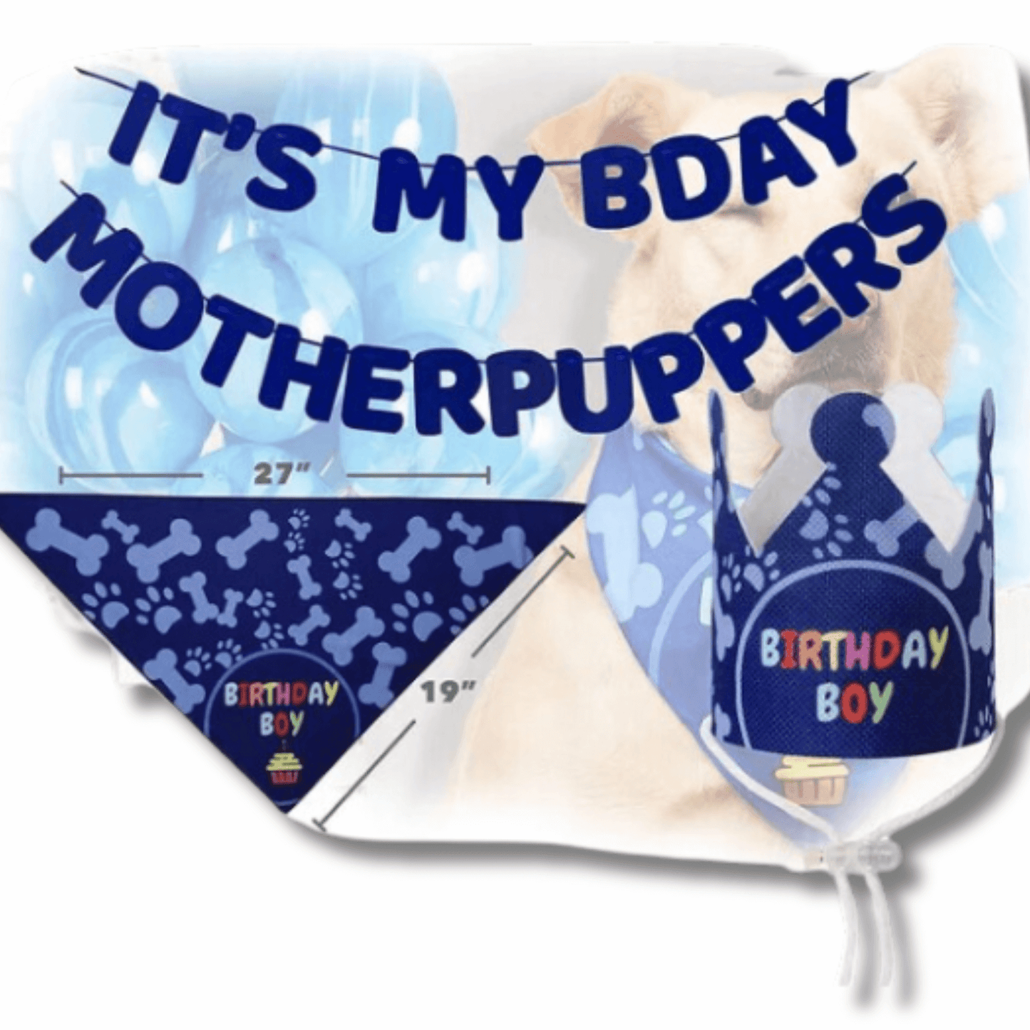 it's my birthday motherpuppers dog party banner set
