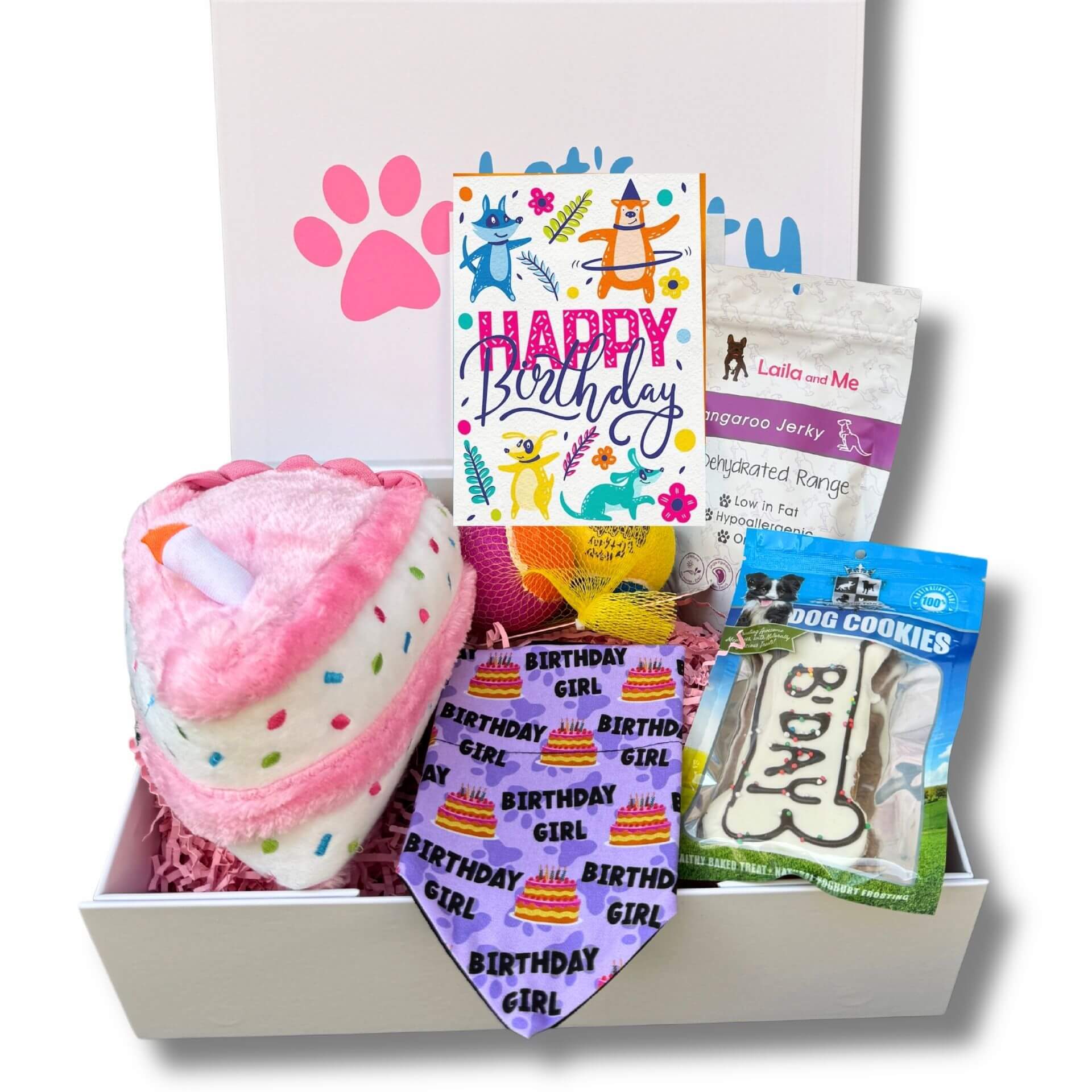 Dog birthday gift box let's pawty