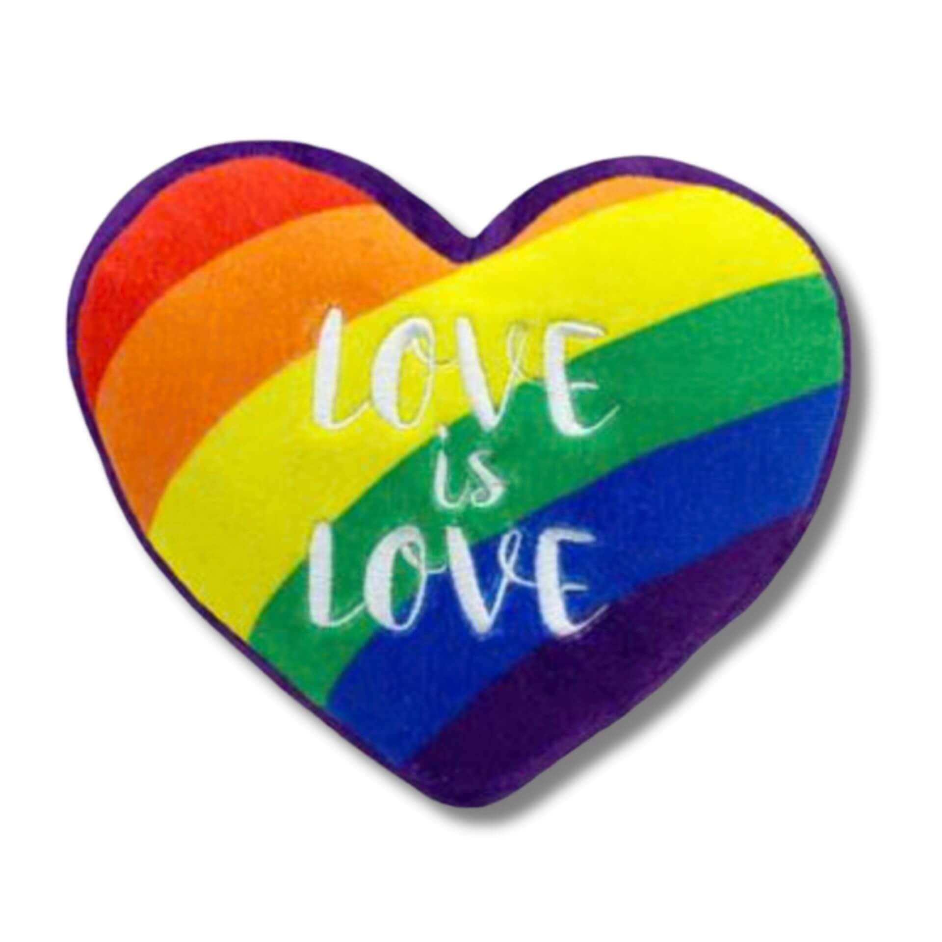 love is love, pride heart shaped dog toy, let's pawty 