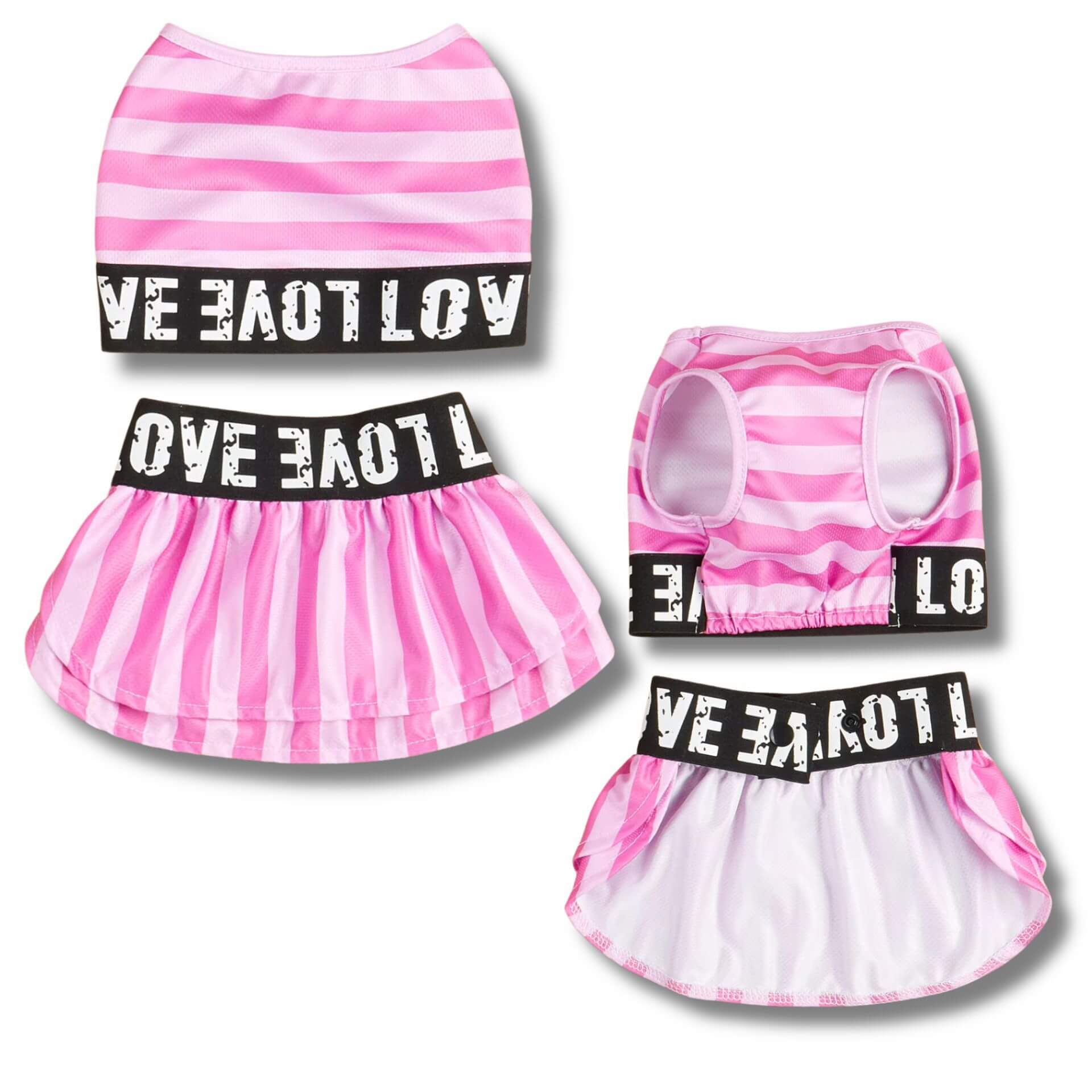 pink love dog dress, small dog 