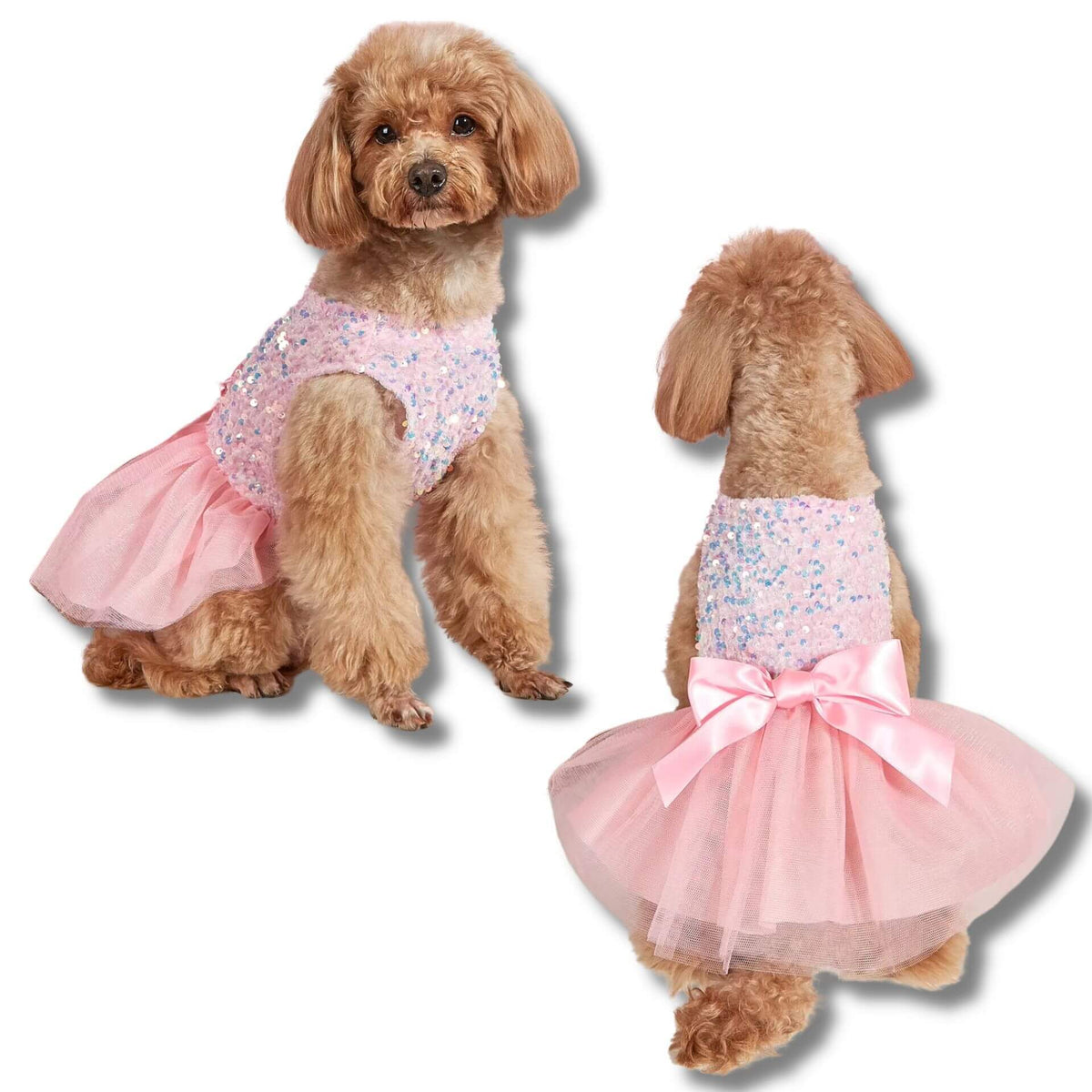 Sparkle & Shine Pink Sequin Dog Dress For Smaller Dog Breeds