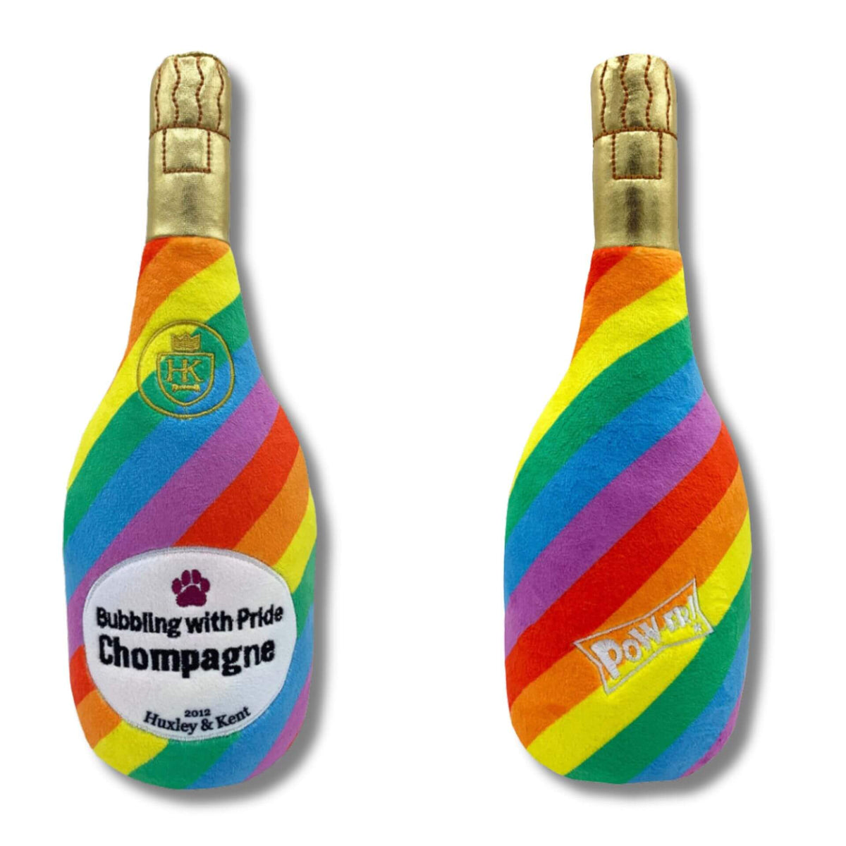 bubbling with pride champagne dog toy