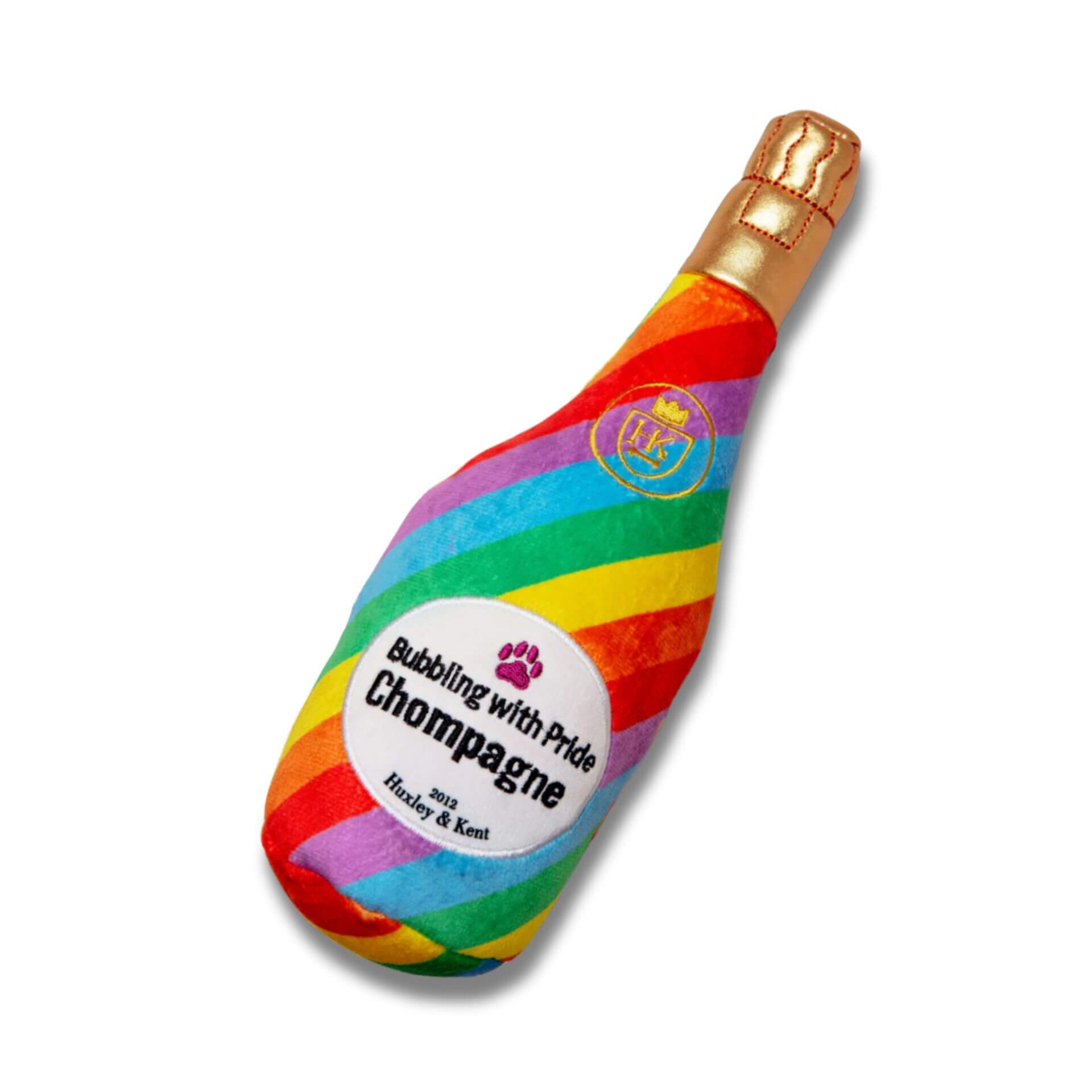 bubbling with pride champagne dog toy