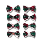 Dog bow over the collar accessory red and green plaid, let's pawty 