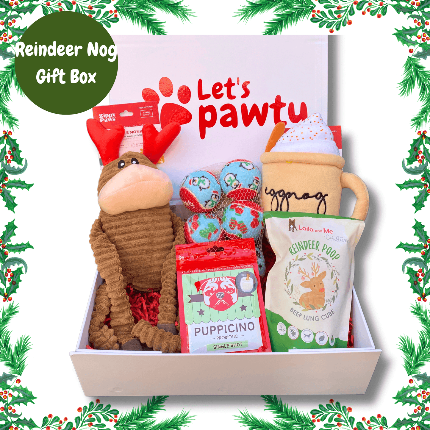 Reindeer Nog Personalised Box ~ Dog Gift
