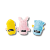 easter themed dog toys, bunny, monkey and bear,