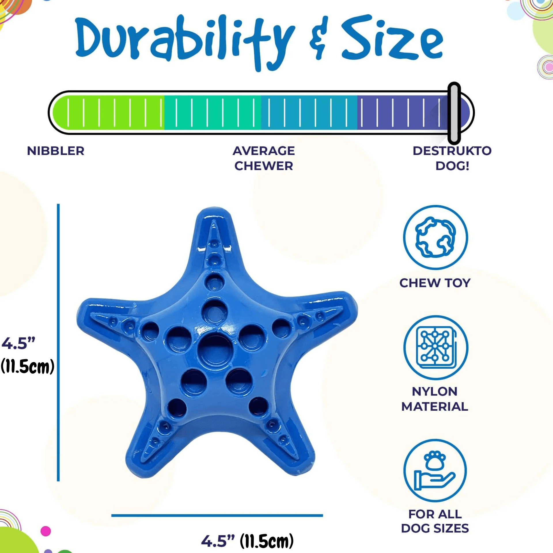 Durable starfish power chewer dog toy