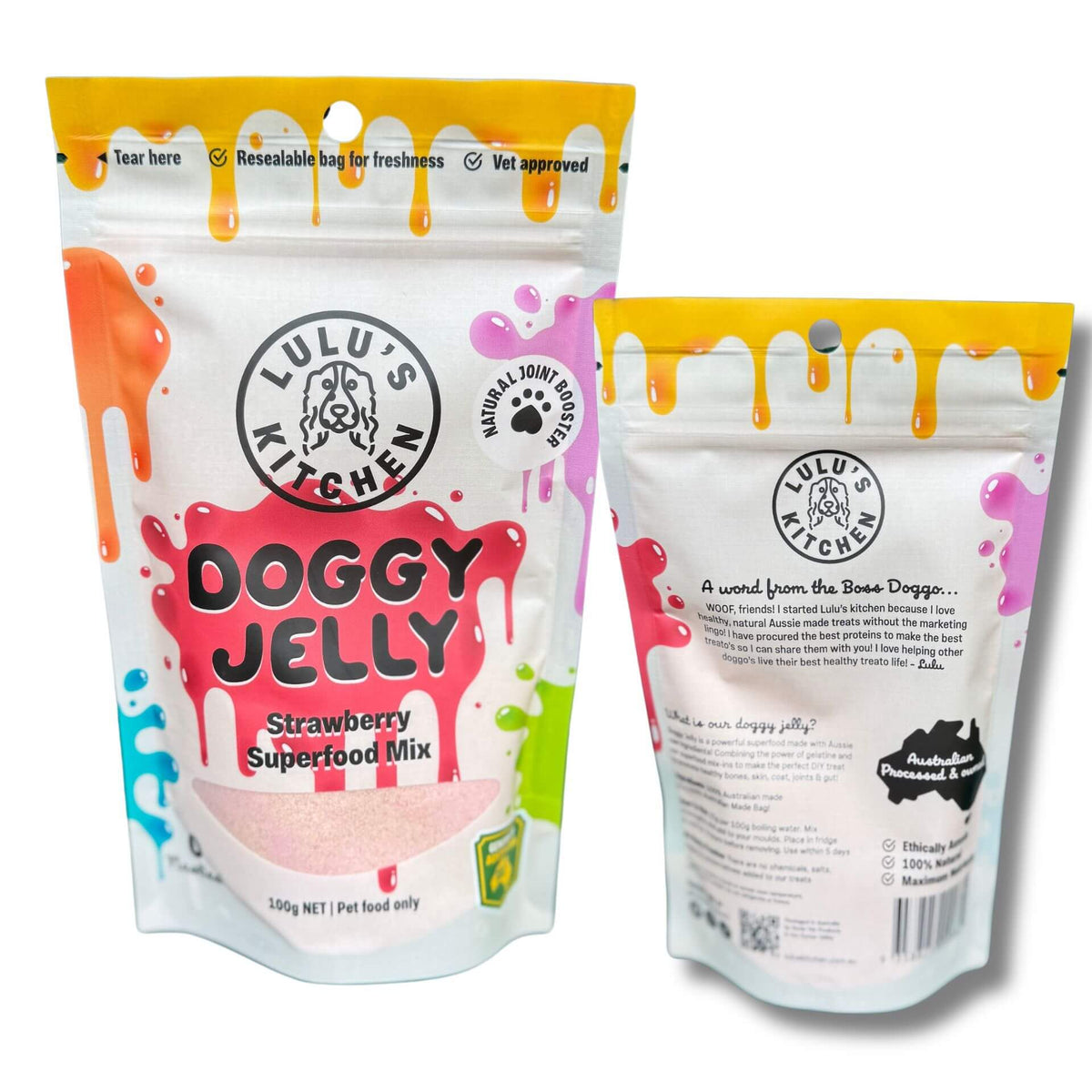 Strawberry doggy jelly dog treat