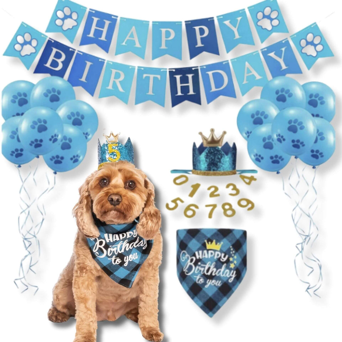 Happy birthday dog party set kit