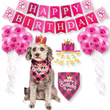 Ultimate Birthday in Pink Dog Party Set (Crown, Bandana, Banner & Balloons)