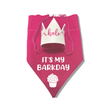 It's My barkday reversible dog bandana, glitter hat dog crown, handmade let's pawty