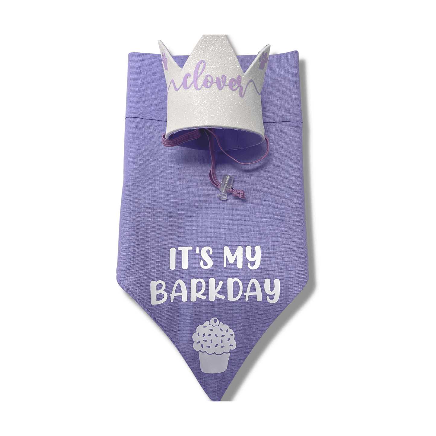 It's My barkday reversible dog bandana, glitter hat dog crown, handmade let's pawty