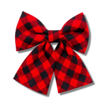 Buffalo plaid, let's pawty dog collar bow