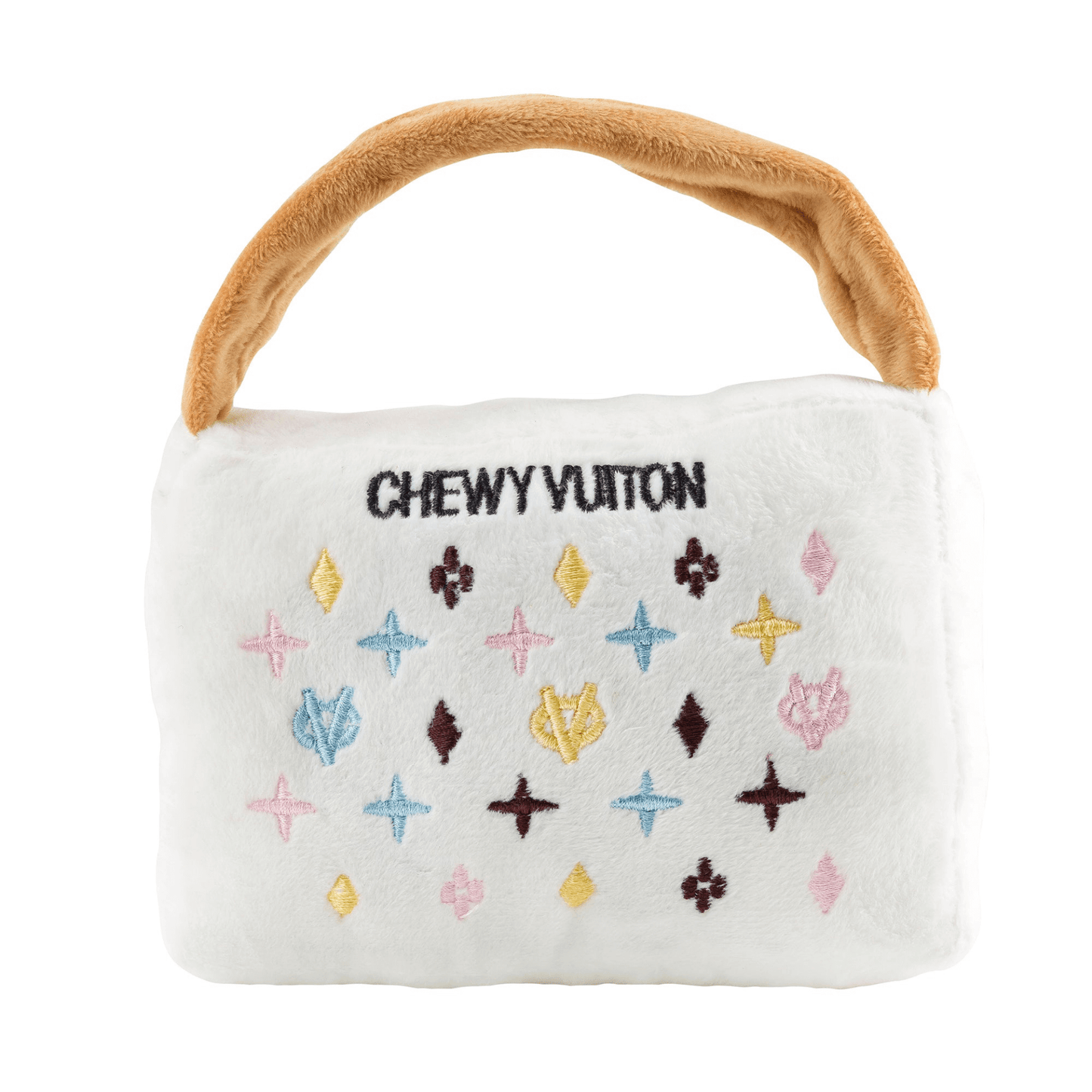 chewy vuiton dog toy handbag in white Let's Pawty Sydney