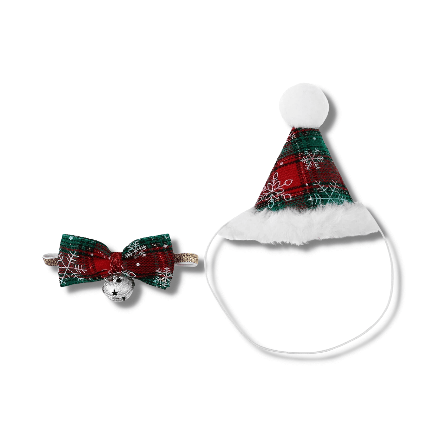 Christmas hat and bowtie set for dogs, dog clothing, let's pawty 