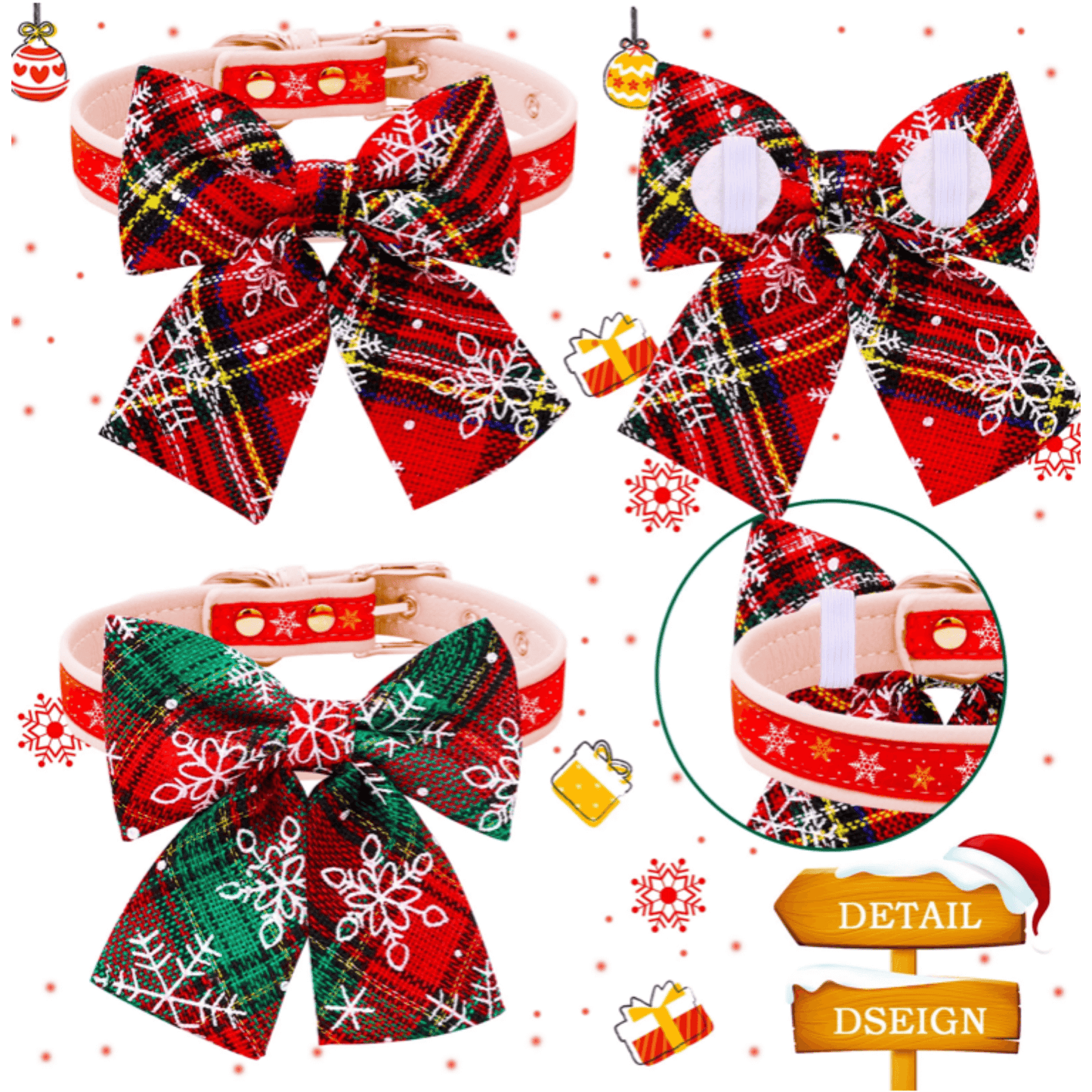 Christmas themed dog bow let's pawty 