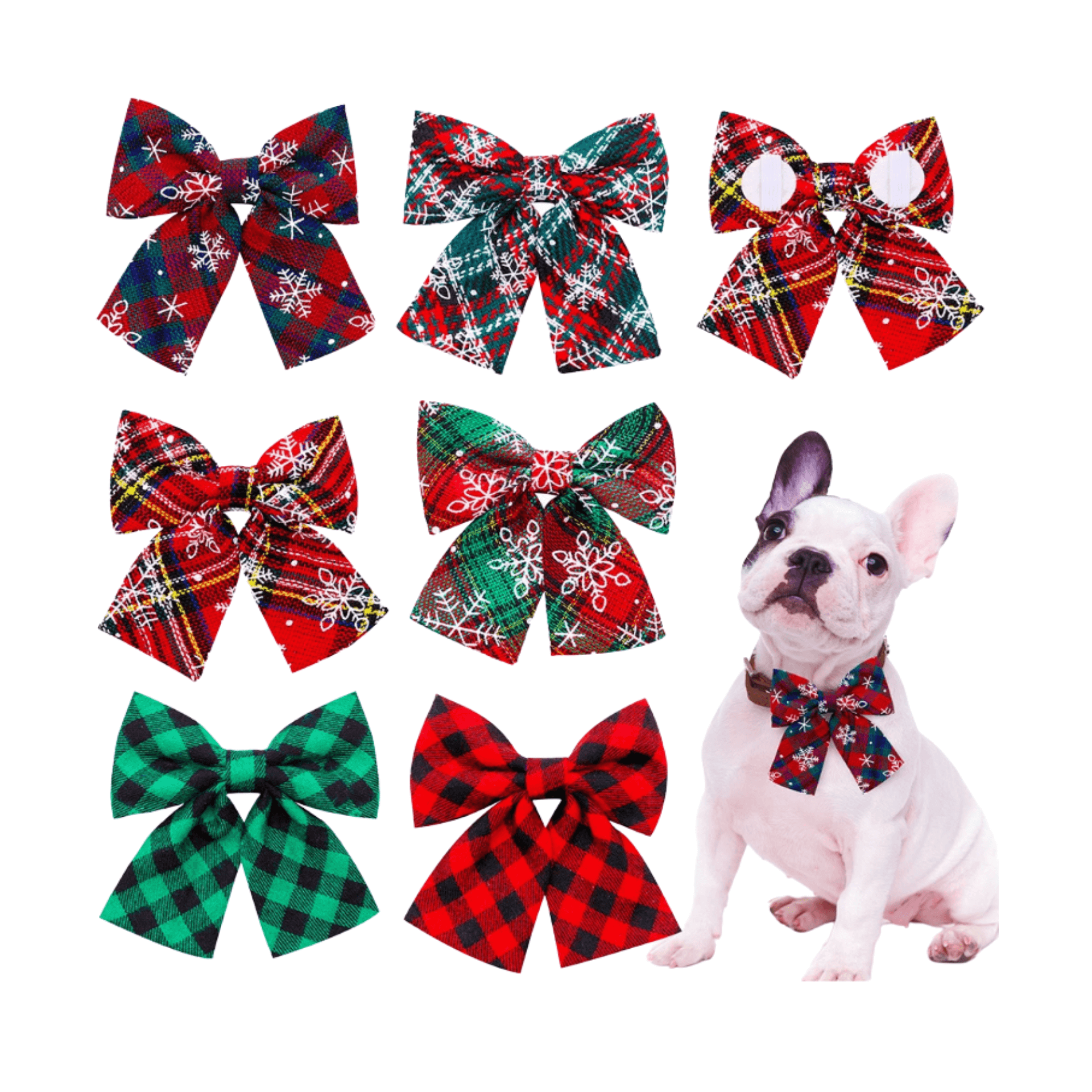 Buffalo plaid, let's pawty dog collar bow