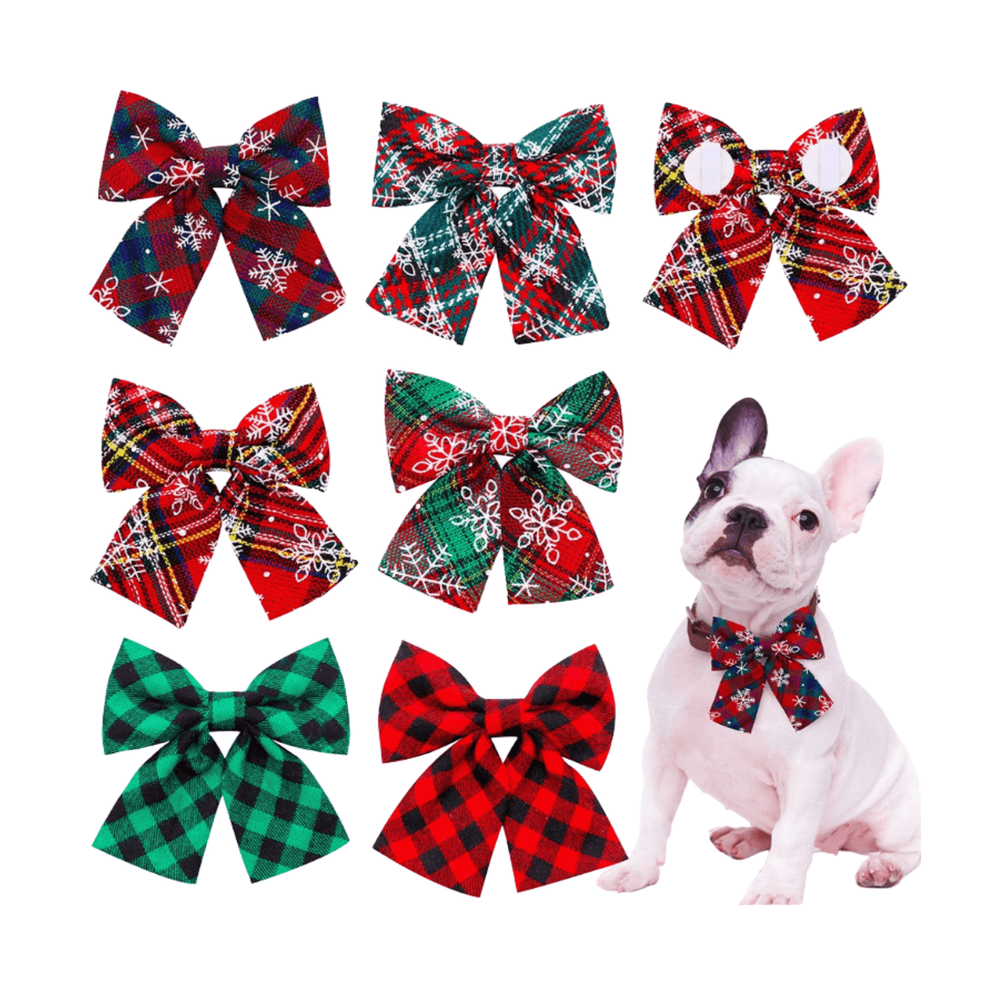 Buffalo plaid, let's pawty dog collar bow