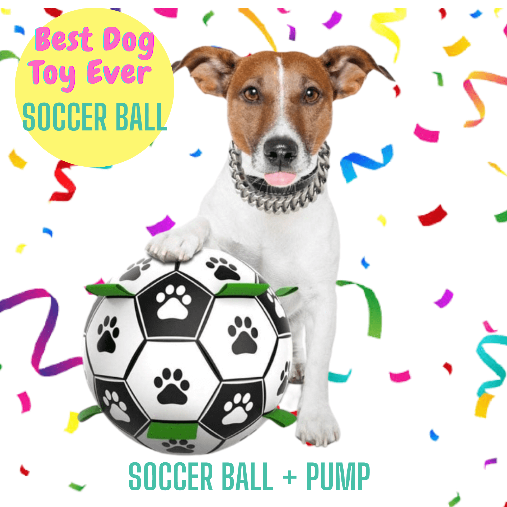 dog soccer ball with grab tabs,let's pawty