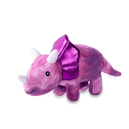 Plush dog toy, triceratops, squeaker and crinkle paper, Let's Pawty