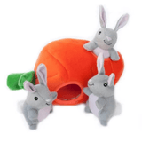 Easter burrow interactive dog toy, Carrot and squeaky bunnies, let's pawty