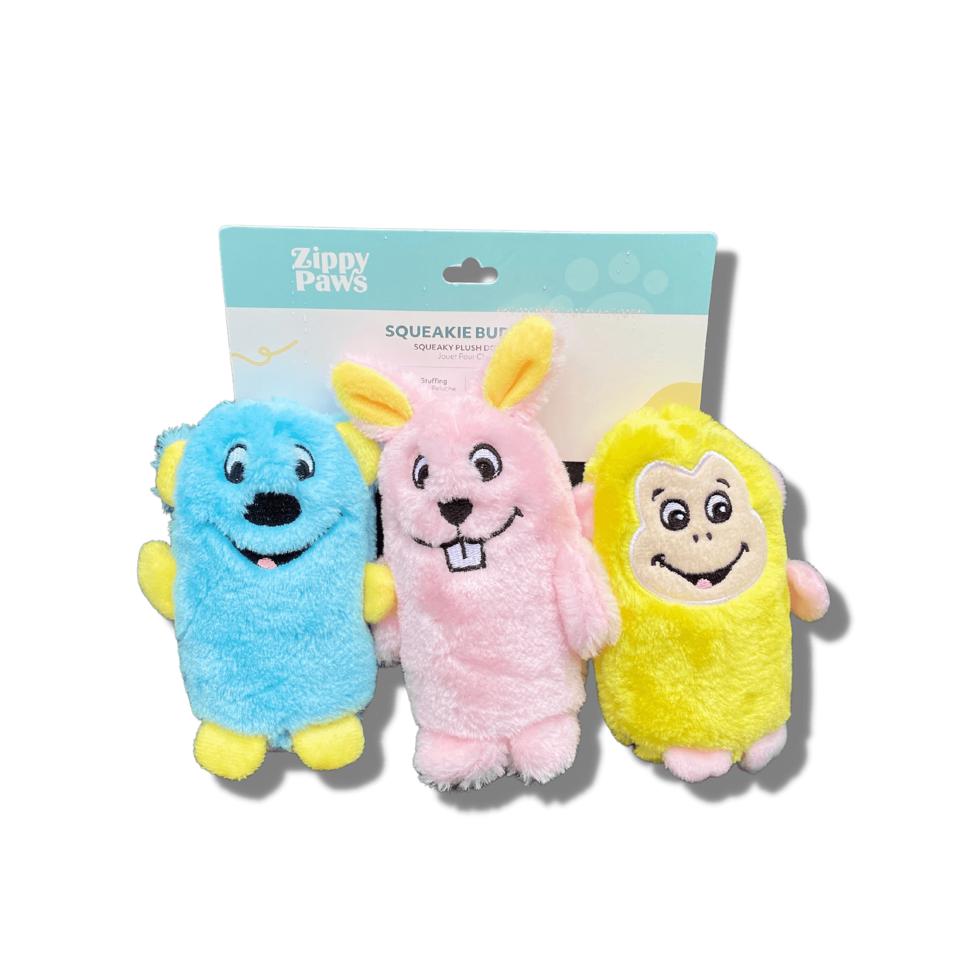 easter themed dog toys, bunny, monkey and bear,