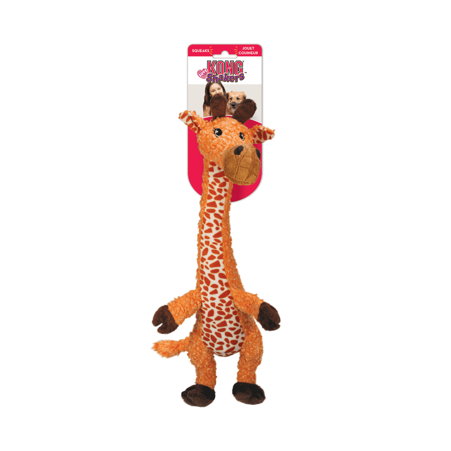 Giraffe shaker dog toy, KONG let's pawty