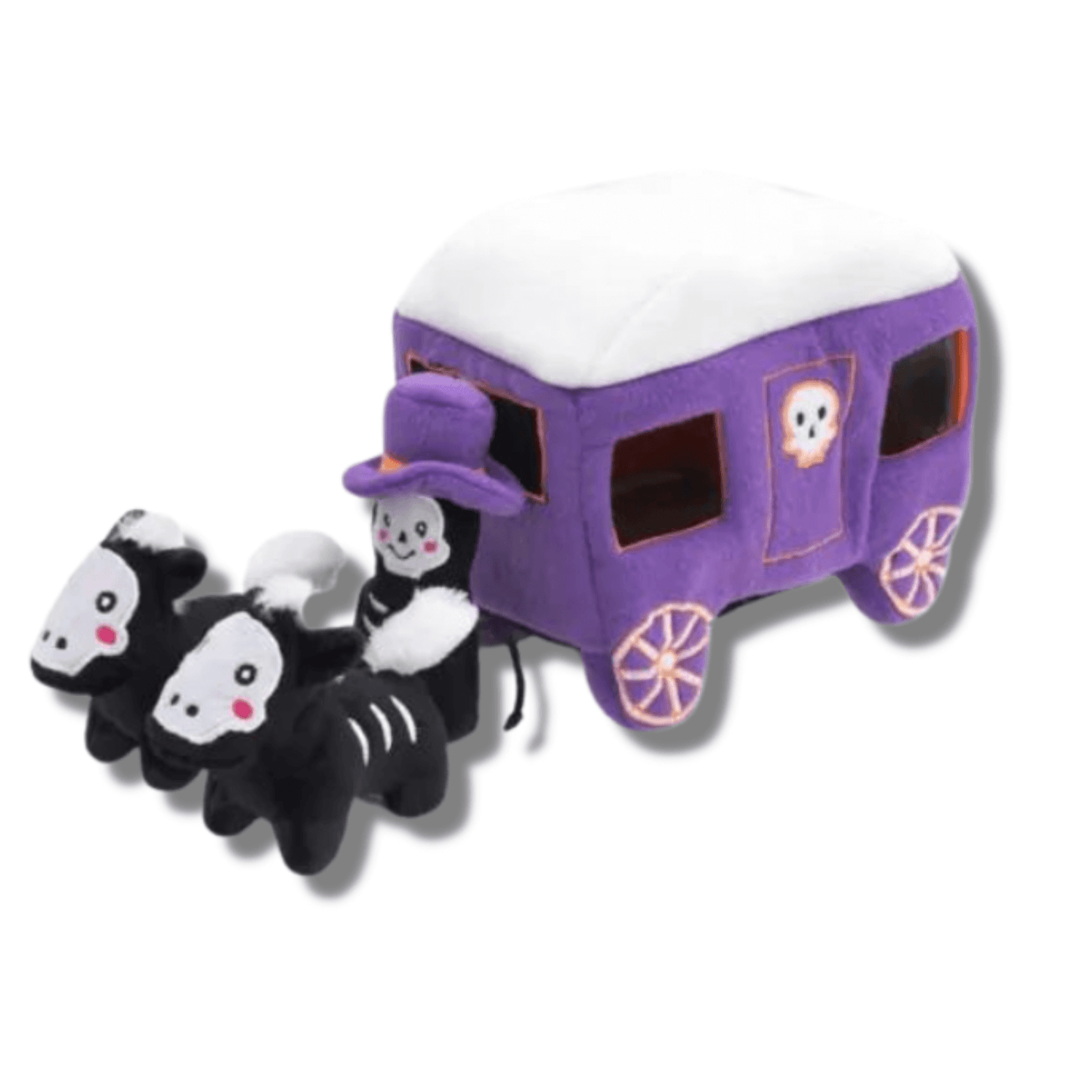 Interactive burrow dog toy, halloween haunted carriage with squeaky dog toys, let's pawty