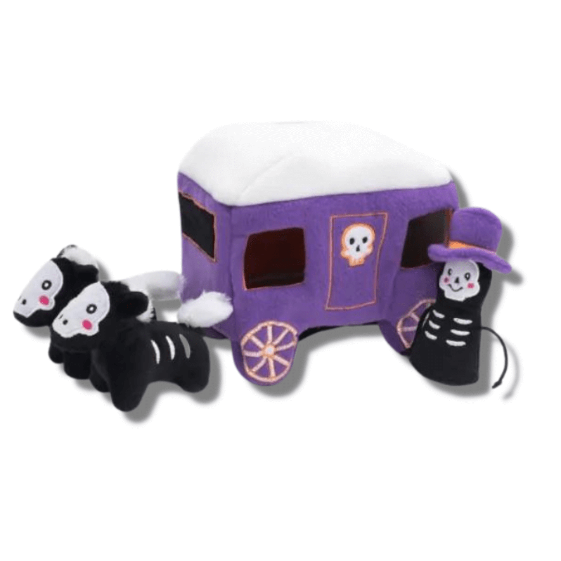 Interactive burrow dog toy, halloween haunted carriage with squeaky dog toys, let's pawty