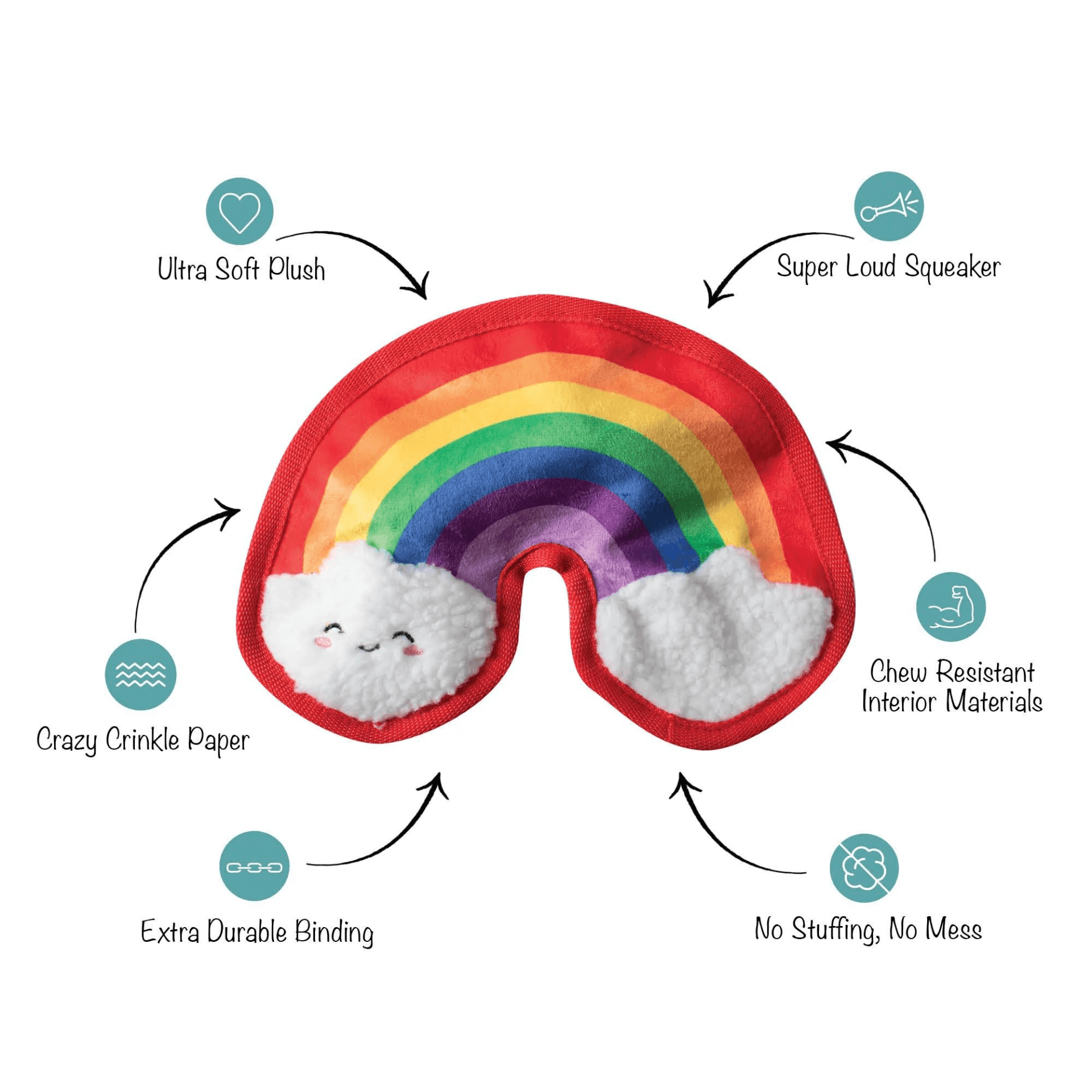 Mardi gras, let's pawty rainbow plush dog toy