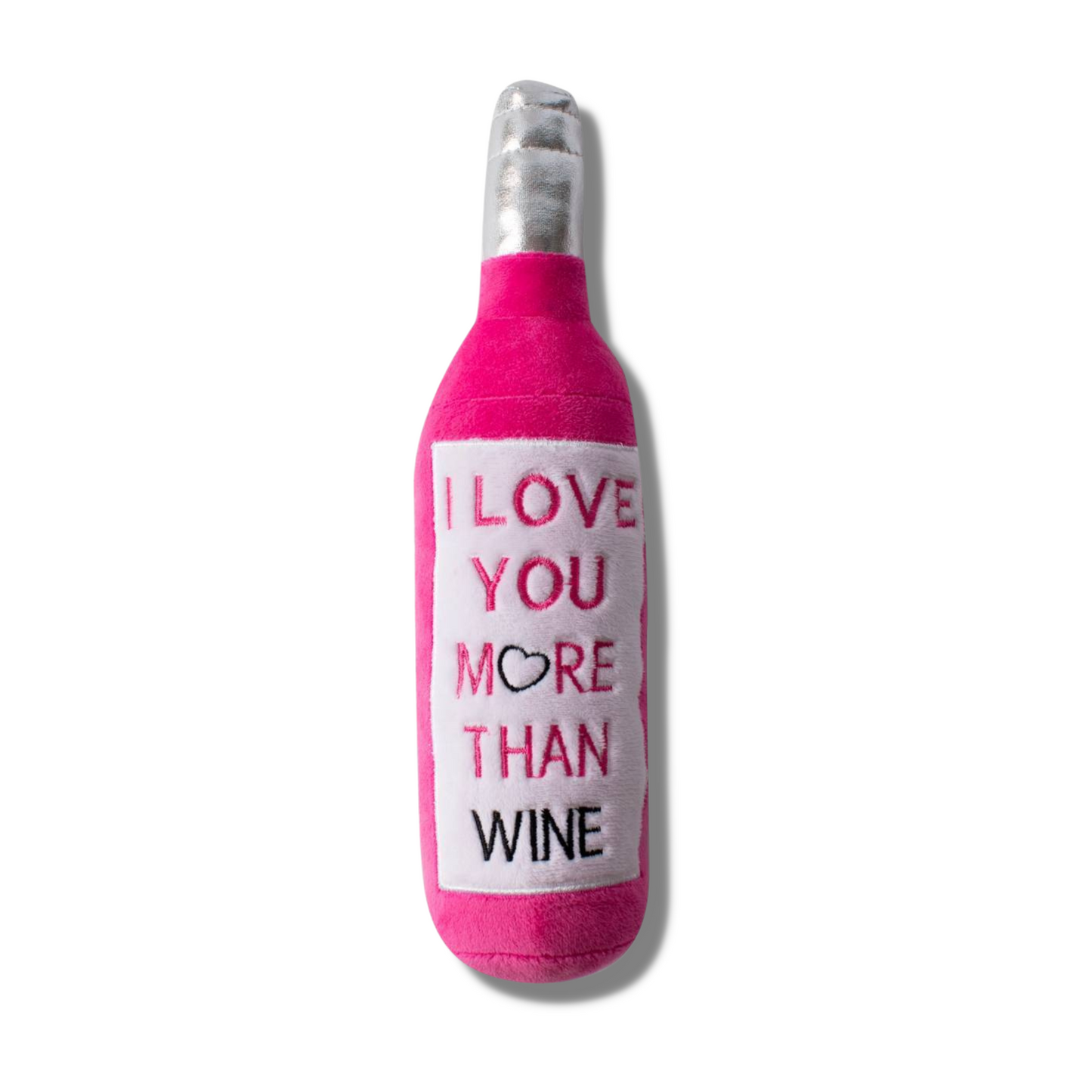 Valentine themed dog toy, let's pawty, bottle shaped dog toy