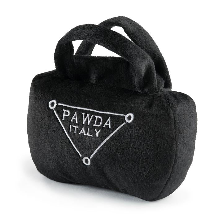 designer dog toy purse shaped, pawda, let's pawty 