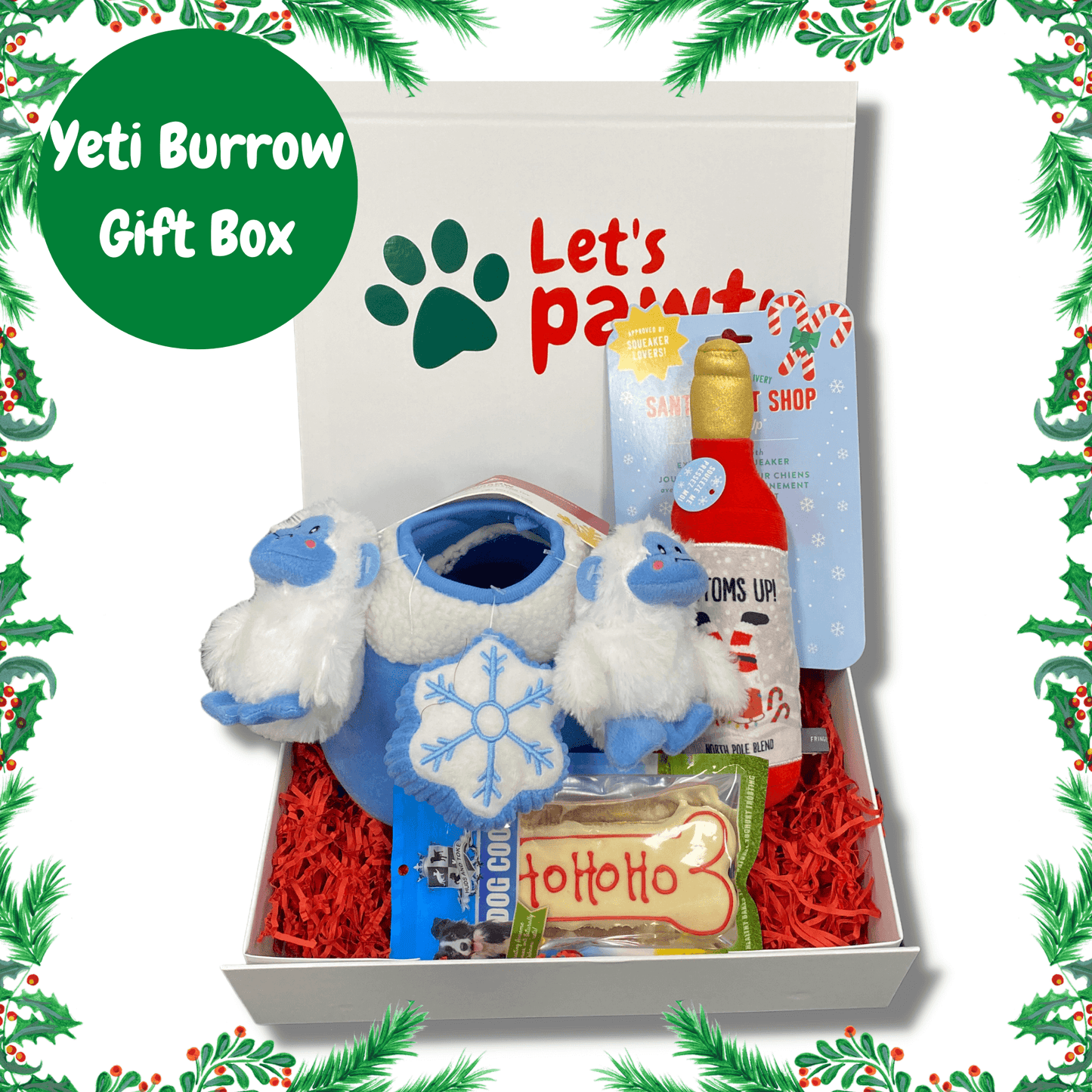 Personalised dog gift box, dog toy, dog treat , let's pawty 