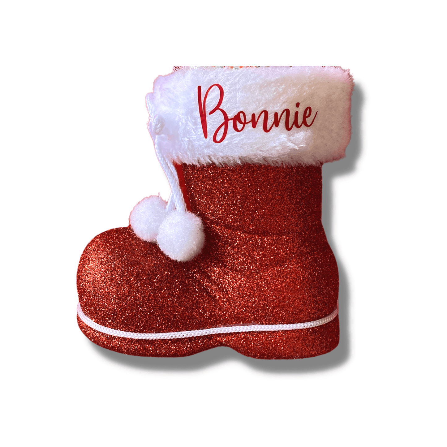 Santa boot personalised with your dog's name