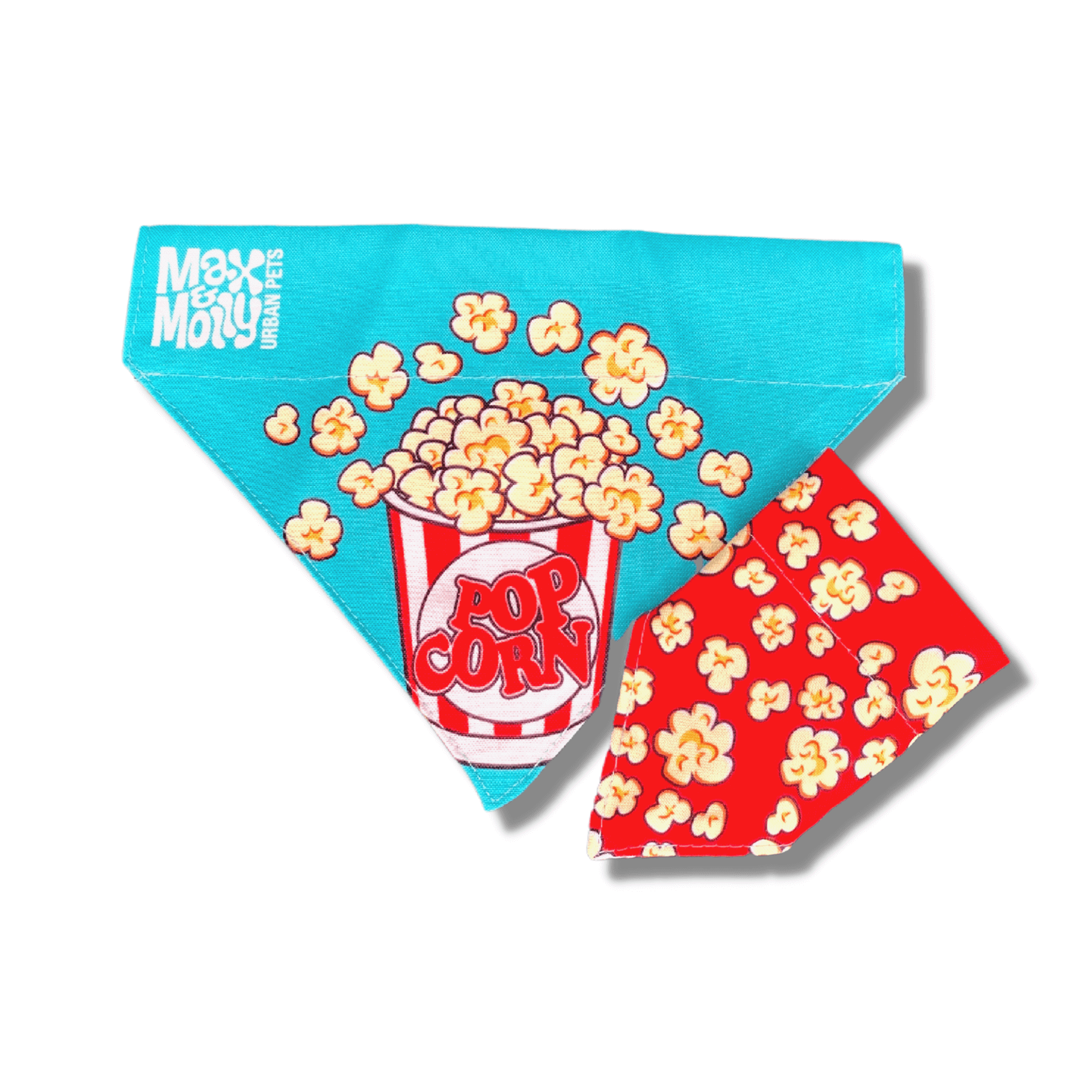 Reversible Popcorn themed dog bandana, Let's Pawty for the trendy pet. Australia wide!