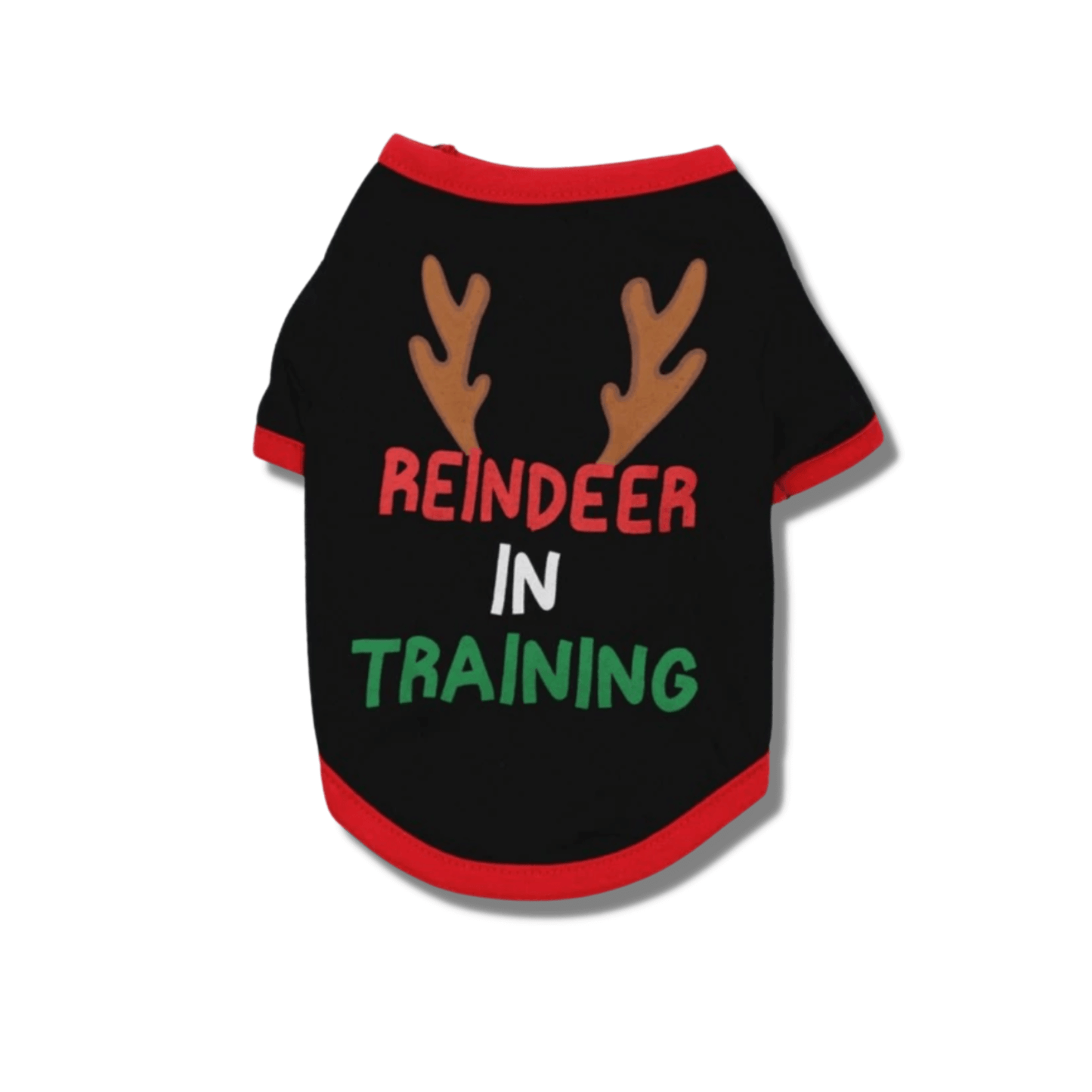 Reindeer in training dog tee shirt, fashion accessory, let's pawty