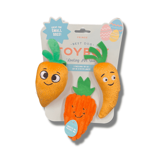 Plush dog toy easter themed carrots, let's pawty 