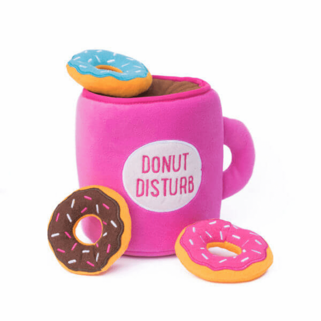 coffee and donutz interactive dog toy Let's Pawty Sydney