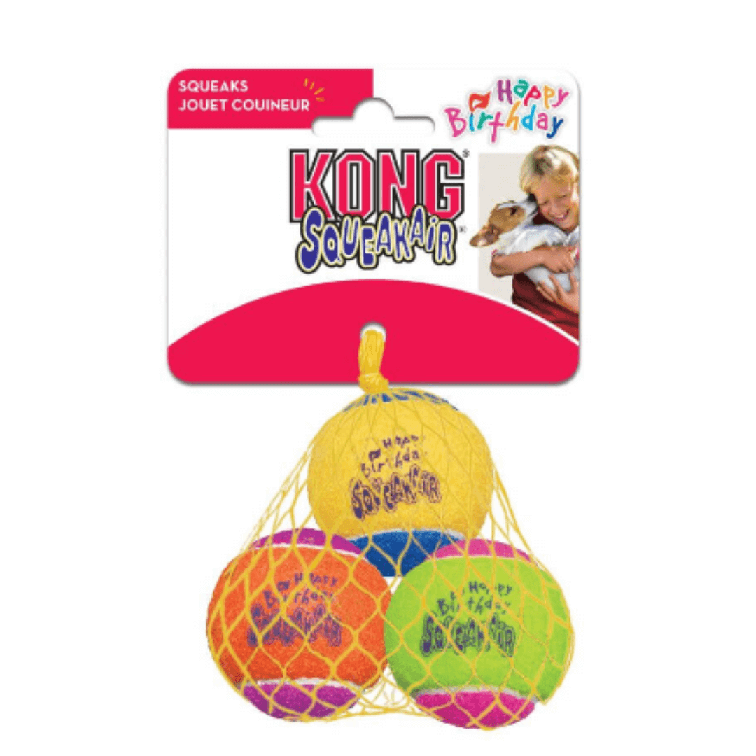 kong squeakair birthday balls three pack Let's Pawty Sydney