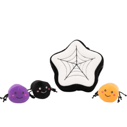 Interactive Dog Toy, spider's web with furry friendly spiders
