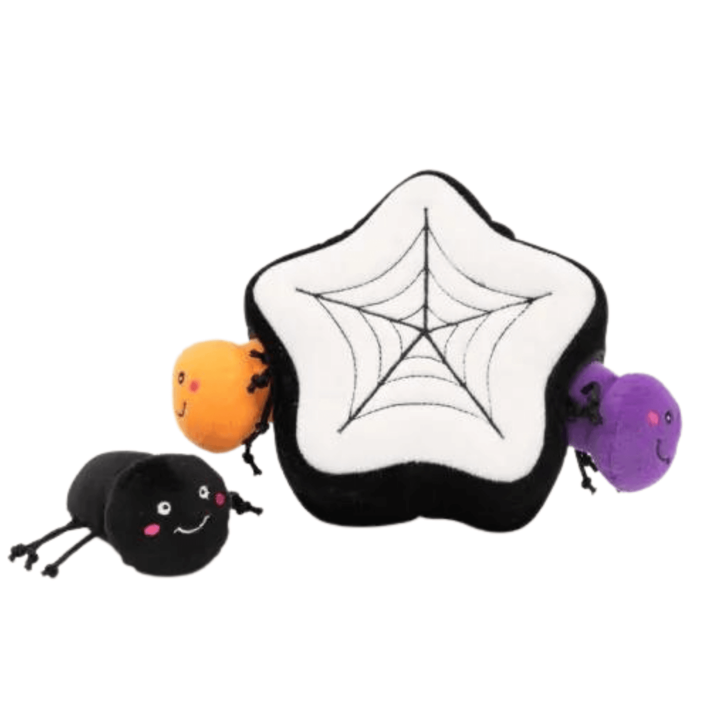 Interactive Dog Toy, spider's web with furry friendly spiders