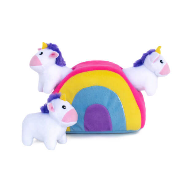 Zippy Burrow Unicorn interactive dog toy plus with 3 squeaky unicorns