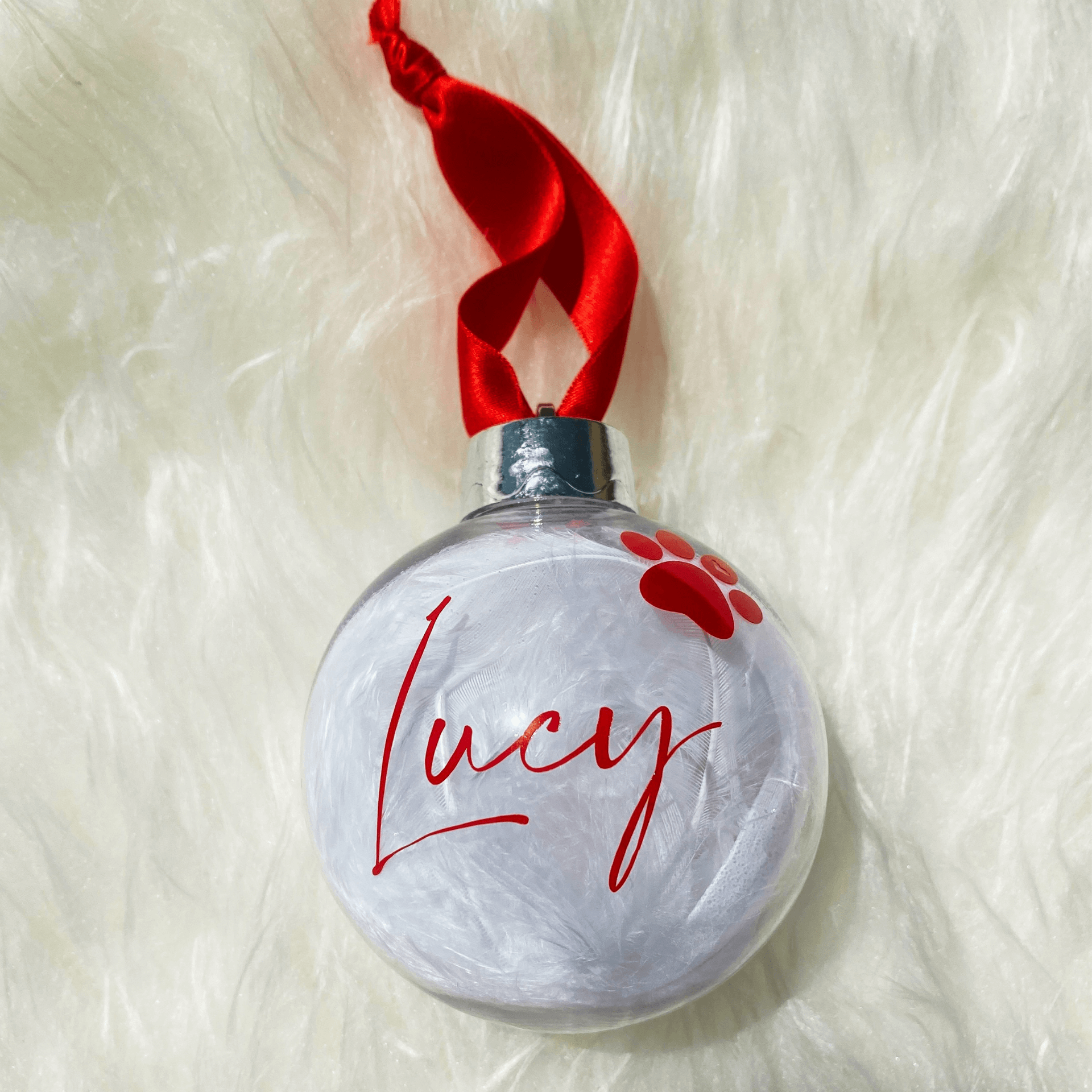 Christmas bauble personalised with your pet's name Let's Pawty