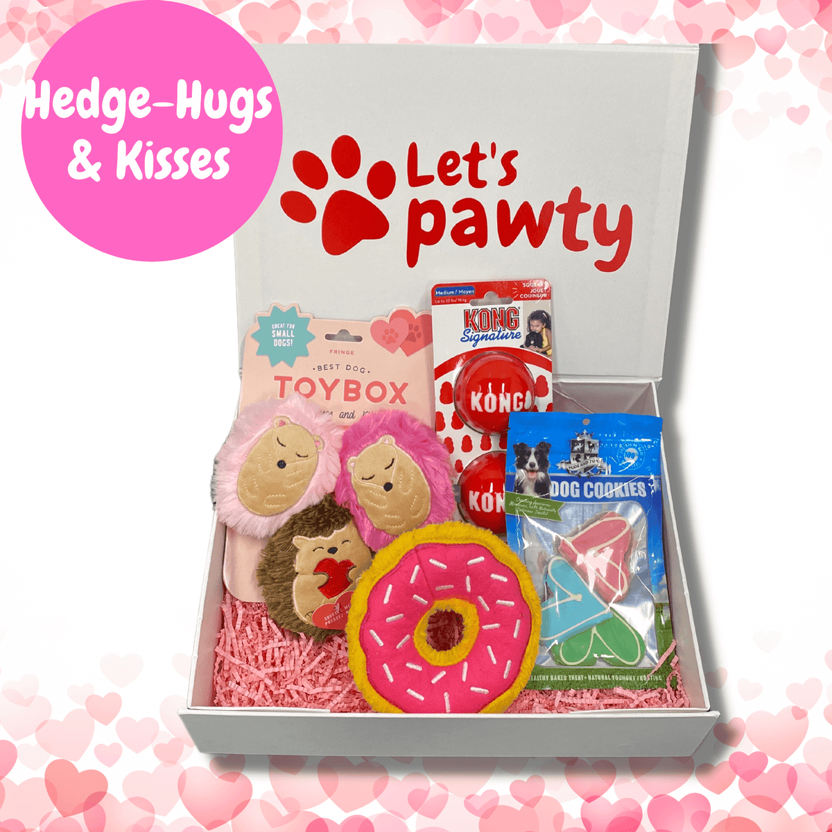 Hedge-Hug Kisses Valentine ~ Personalised Dog Gift Box