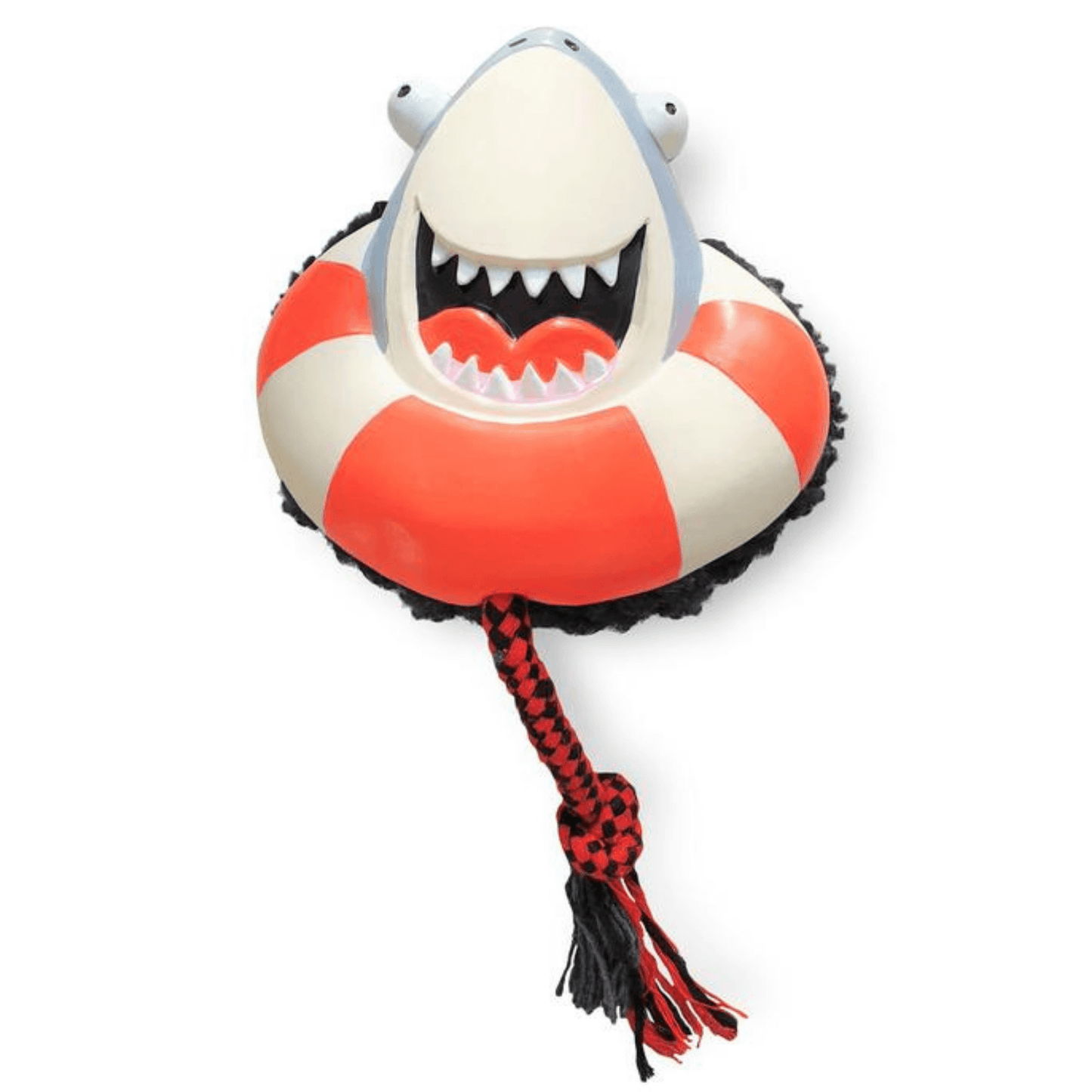 Shark dog toy, cuddle, fetch, rope, let's pawty