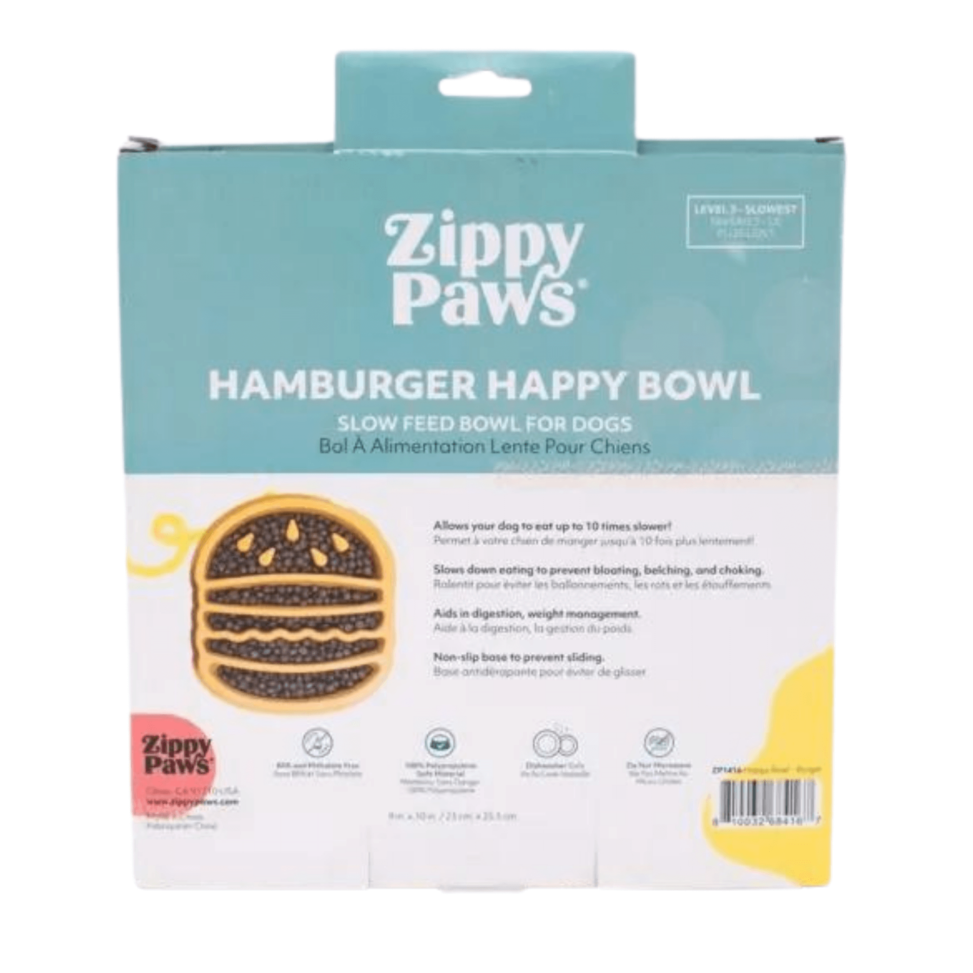 Hamburger shaped slow feeder bowl for dogs